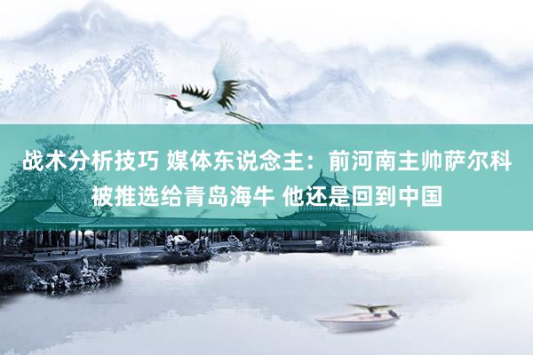 战术分析技巧 媒体东说念主：前河南主帅萨尔科被推选给青岛海牛 他还是回到中国