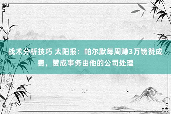 战术分析技巧 太阳报：帕尔默每周赚3万镑赞成费，赞成事务由他的公司处理