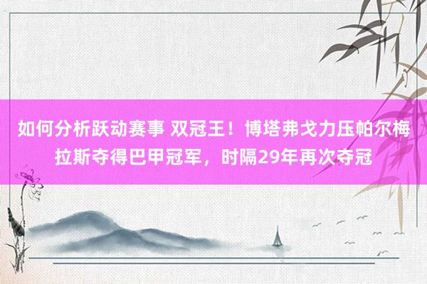 如何分析跃动赛事 双冠王！博塔弗戈力压帕尔梅拉斯夺得巴甲冠军，时隔29年再次夺冠